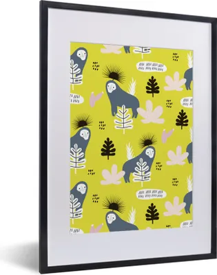 Produktbild von MuchoWow® MuchoWow® Gerahmtes Poster Dschungel - Affe - Pflanzen 30x40 cm - Poster mit zchwarzem Bilderrahmen - Wandposter Schlafzimmer