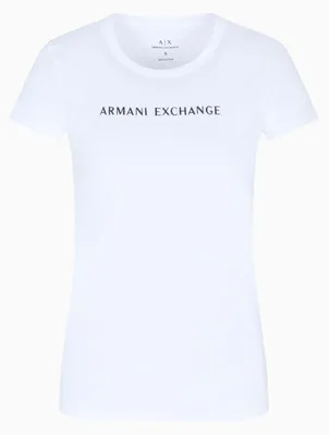 Productafbeelding van Armani Exchange dames T-shirt met korte mouwen, opvallende logo-opdruk aan de voorkant, slim-fit model