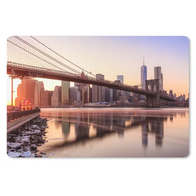 Produktbild von MuchoWow® Schreibtischunterlage New York - Brooklyn - Brücke 60x40 cm - XXL Mauspad - Großes Mauspad
