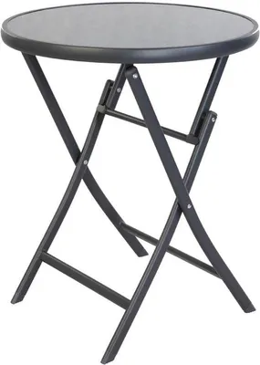 Produktbild von Famanu Bistrotisch Runde Glasplatte Ø 60 cm - Klappbar für Balkon oder Garten