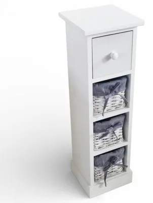 Obrázek produktu pro Dřevěná skříňka se čtyřmi zásuvkami, bílá, moderní styl, 21 x 21 x V 70 cm