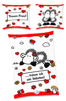 Produktbild von JACK Renforcé Bettwäsche sheepworld 2 tlg. Traum Frau Herzen 135x200cm Baumwolle