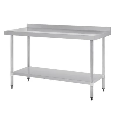 Produktbild von Vogue Arbeitstisch 900x1500x700mm mit Grundboden und Aufkantung aus Edelstahl