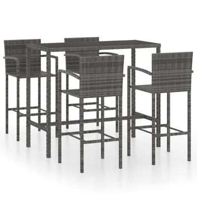 Produktbild von vidaXL 5-tlg. Gartenbar-Set Poly Rattan Grau