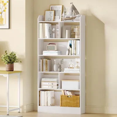 Image de Étagère de rangement avec 6 compartiments, dimensions 24 x 80 x 170 cm, couleur blanche