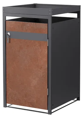 Immagine prodotto di ML-Design 1 cassonetto con tetto per piante per 1 cassonetto 240L 68x80x124 cm, effetto ruggine, acciaio, resistente alle intemperie/serratura