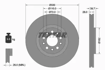 Obrázok produktu pre 2 predné brzdové kotúče Textar pre Alfa 159 Brera Giulietta Spider