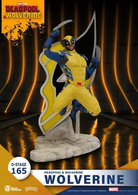 A statue of Wolverine from Deadpool & Wolverine, displayed in a studio setting with dramatic lighting.