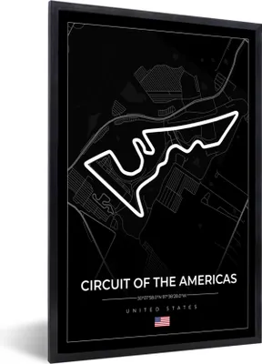 Produktbild von MuchoWow® Gerahmtes Poster Amerika - Rennstrecke - Formel 1 - Circuit of the Americas - Rennsport - Schwarz 60x90 cm - Poster mit Schwarzem Bilderrahmen Wandposter Rahmen Foto Bilder - Kunst