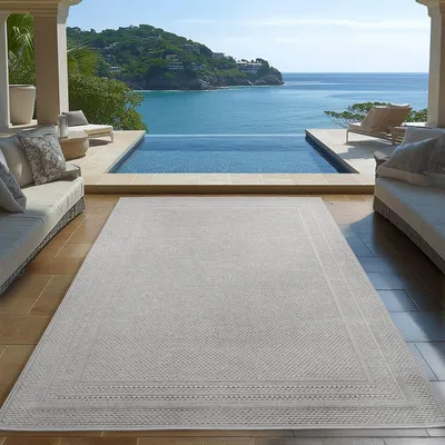 Image de Carpetsale24 Tapis d’Extérieur Imperméable et Résistant aux UV Idéal pour Cuisine Balcon Terrasse Jardin et Salon, Taille: 280x370 cm