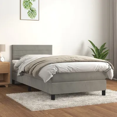 Produktbild von The Living Store Boxspringbett mit Matratze Hellgrau 100x200 cm Samt