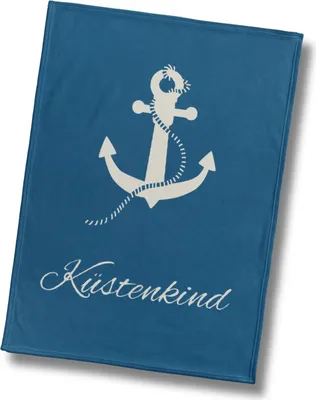 Produktbild von Küstenkind Anker maritime Wohndecke 150x200 cm, weich und kuschelig, Fleece-Decke, Überwurf, Plaid, Sofadecke