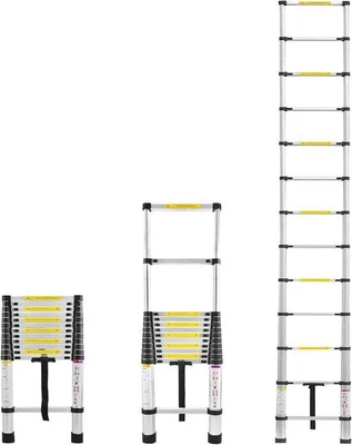 Produktbild von Teleskopleiter aus Aluminium - Multifunktionale Teleskopleiter mit 13 Stufen und Antirutsch