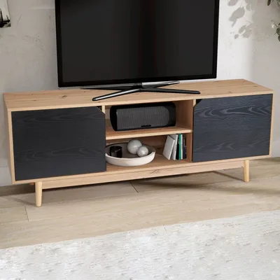 Obrázok produktu pre Lowboard FineBuy TV skrinka 150 cm TV komoda TV skrinka dub čierna