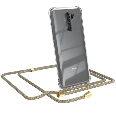 Produktbild von EAZY CASE Handykette kompatibel mit Xiaomi Redmi 9 / Redmi 9 Prime, Handyhülle mit Umhängeband, Handykordel, Schutzhülle Clear, Band in Bunt