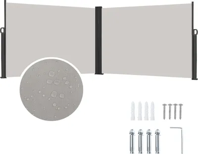 Obrázok produktu pre XMTECH 200x600cm bočná markíza Dvojitá bočná markíza Výsuvná markíza Polyesterová ochrana pred slnkom Súkromná clona, sivá