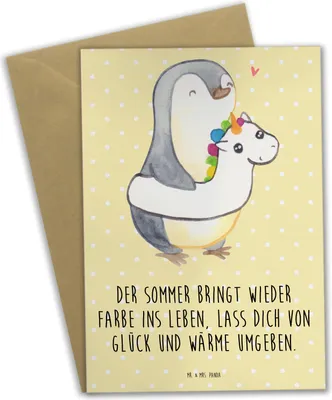 Produktbild von Mr. & Mrs. Panda Grußkarte Sommerfarben - Gelb Pastell - Geschenk, weihnachtskarten, osterkarte, Farben, Strand, Sommergefühle, Summer Feelings, Motive, Sommerferien