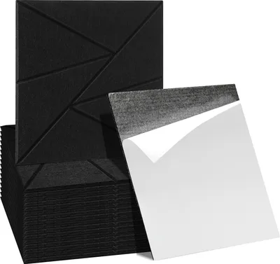 Obrázek produktu pro Jayseuw 18 stuks Akustické panely Square Triangle Samolepicí zvukově izolační akustické panely s vysokou hustotou stěnový panel Black