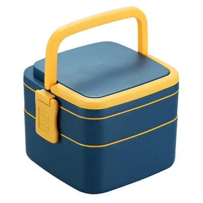 Produktbild von Lunchbox Leckdofte versiegelte Doppelschicht große Kapazität Outdoor-Bento-Boxen für die Schule-Blaues Quadrat