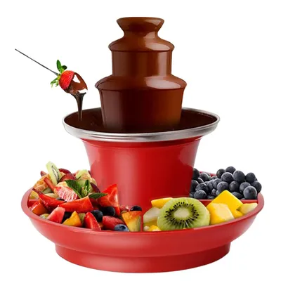 Produktbild von Schokoladen fondue brunnen, 3 etagen, spiral brunnen ohne pumpe, edelstahl, geeignet für schokolade, käse, butter, saucen
