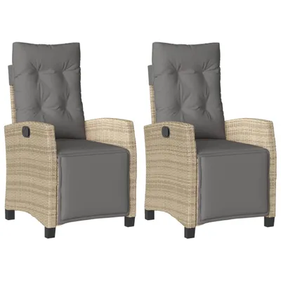 Produktbild von Gartensessel mit Fußteil 2 Stk. Verstellbar Poly Rattan