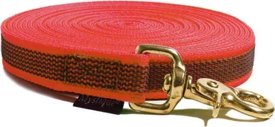 Produktbild von Mystique® Gummierte Schleppleine 20mm mit Handschlaufe Messing Scherenkarabiner rot 15m