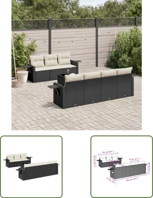 Produktbild von The Living Store 8-tlg. Garten-Sofagarnitur mit Kissen Schwarz Poly Rattan