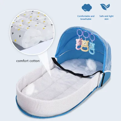 Produktbild von Babyreisebett mit Moskitonetz und Markise Tragbares Babybett Wickeltasche Faltbares Babybett mit Moskitonetz Cuddly Nest Babybett