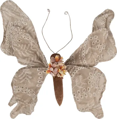 Zdjęcie produktu dla Clayre & Eef Dekoracja Motyl 33x6x31 cm Beżowy Syntetyczny