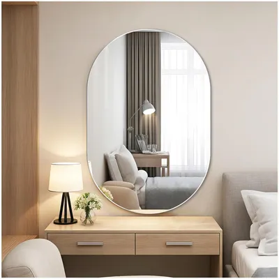 Immagine prodotto di Specchio da parete ovale senza cornice, 40x60 cm, ideale per il bagno, forma ad arco, da montare