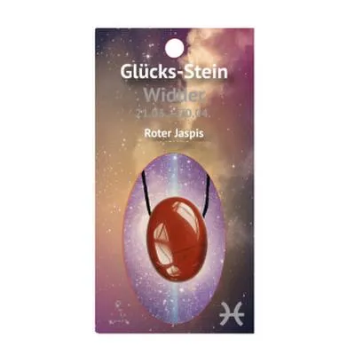 Produktbild von Glücksstein mit Band auf Astrokarte Widder/Jaspis (rot)