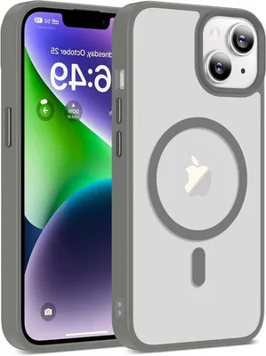 Produktbild von Magnetische Schutz-Hülle für iPhone 14, transparent, dünn, kratzfest, grau