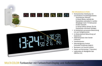 Obrázek produktu pro TFA-Dostmann 60.2548.01, Digitální budík, Obdélník, Černá, -20 - 60 °C, °C, Baterie