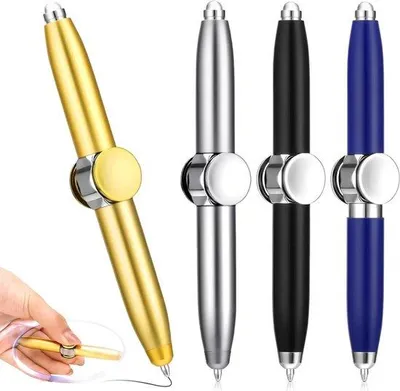 Image de Stylo anti-stress "fidget spinner" - Lot de 4 - Avec lumière LED - Jouets anti-stress - Stylo "fidget spinner" - Stylo