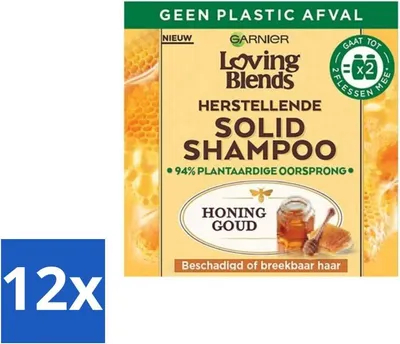 Immagine prodotto di Garnier - Miscele d'Amore - Shampoo solido - Oro Miele - Capelli danneggiati o fragili - 1 flacone di shampoo - Confezione risparmio - 12 pezzi