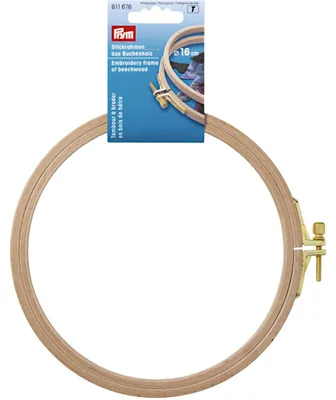 Image de Cadre de broderie rond en bois de hêtre, 16 cm