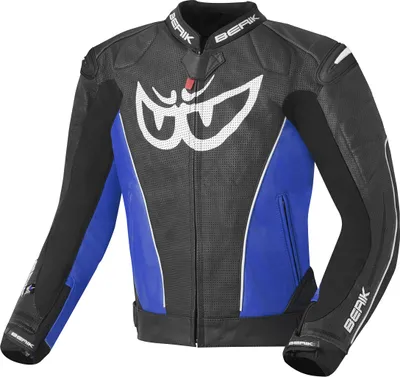 Zdjęcie produktu dla Skórzana kurtka motocyklowa Berik Street, czarny/niebieski, 52