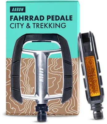 Produktbild von AARON City Fahrradpedale Schwarz rutschfest mit Reflektor 9/16"