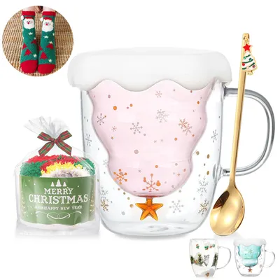 Doppelwandige Glastasse Kerstboom 230–280 ml in Geschenkbox