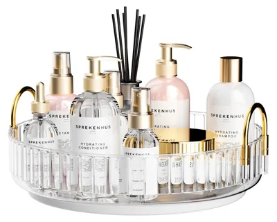 Produktbild von Make-up-Organizer, 360° drehbar, für Schminktisch, Kosmetiktisch, Aufbewahrungssystem für Hautpflegeprodukte, 1-lagig, transparent