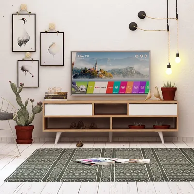 Produktbild von Skye Decor, Glasgow- GlasgowMDD, Eichenfarbig,,Weiß, TV-Schränke, 52x140x35 cm, 100% Melaminbeschichtete Partikelplatte