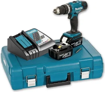 Image de Makita DHP 453 RFE Perceuse-visseuse à percussion sans fil 18 V Li-Ion en coffret de transport + 2 x BL 1830 3,0 Ah batterie + chargeur DC18RC