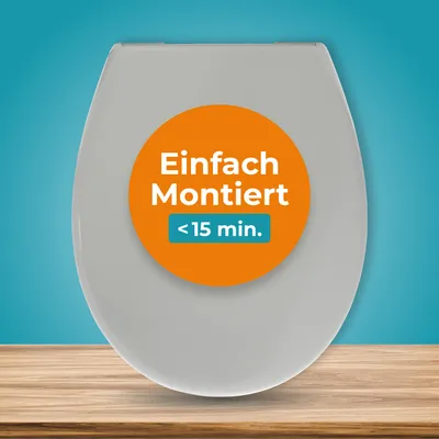Produktbild von Calmwaters Toilettensitz, antibakterieller Duroplast, Manhattan-Grau, Absenkautomatik, abnehmbar, oval, belastbar bis 250 kg, universal für WCs, einfache Montage von oben, 37 x 43 cm