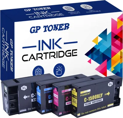 A box of ink cartridges with several cartridges displayed in front of it.