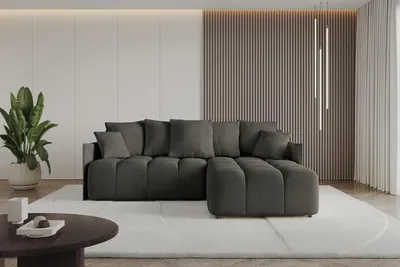 Produktbild von ALTDECOR Ecksofa mit Schlaffunktion und Bettkasten LONLI-L 251x189x68 cm Schwarz - Corner Sofa Bett Eckcouch Couch L-Form Schlafcouch Ausziehbar Wohnlandschaft Schlafsofa Cauchsofa