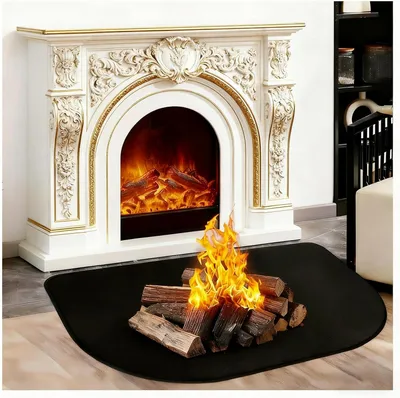Obrázok produktu pre Krbová podložka 80 x 50 cm, ohňovzdorná do 1000 °C, pre krb, čierna