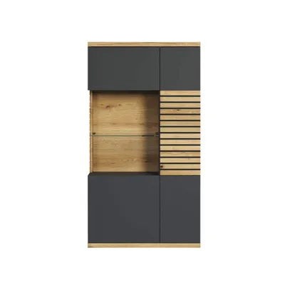 Produktbild von Norris WO:Ko.+Fr.Anthrazit Melamin/Coast Evoke Oak NB mit schwarzen Rillen,Highboard