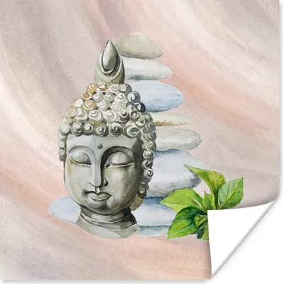 Produktbild von MuchoWow® Poster Buddha - Kopf - Rosa 30x30 cm - Wandposter - Printing