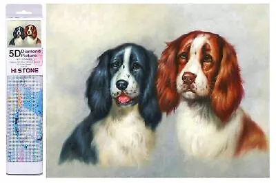 Produktbild von 40x30 cm Diamanten Malerei Zum Selbermachen DIY Diamond Painting Spaniel-hünde