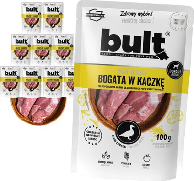 Produktbild von Bult | Feuchtigkeitsspendendes Futter für Hunde mit Ente - 10x100g - 75% Fleisch - Ohne Künstliche Zusätze - Hundefutter